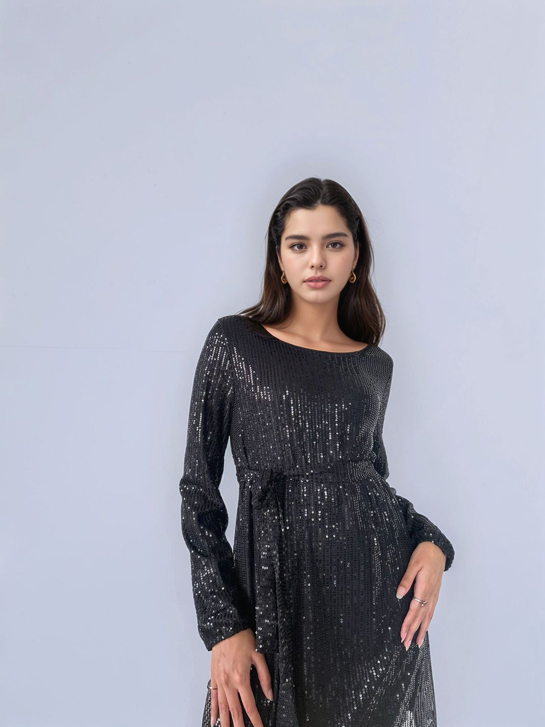 Black Sequined Mini Dress