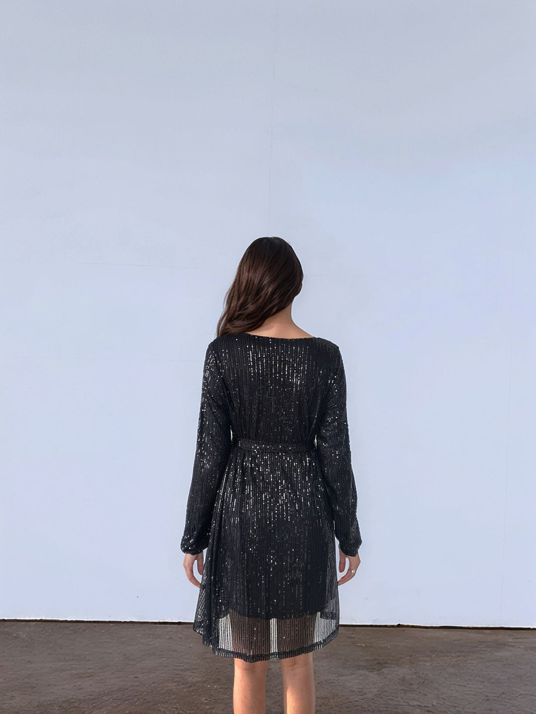Black Sequined Mini Dress