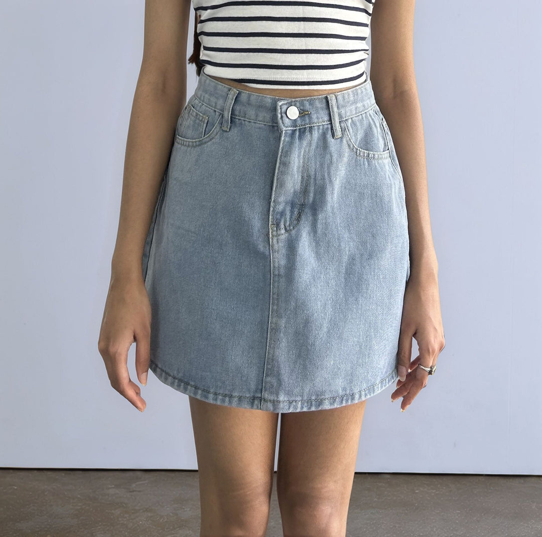 Blue Mini Denim Skirt