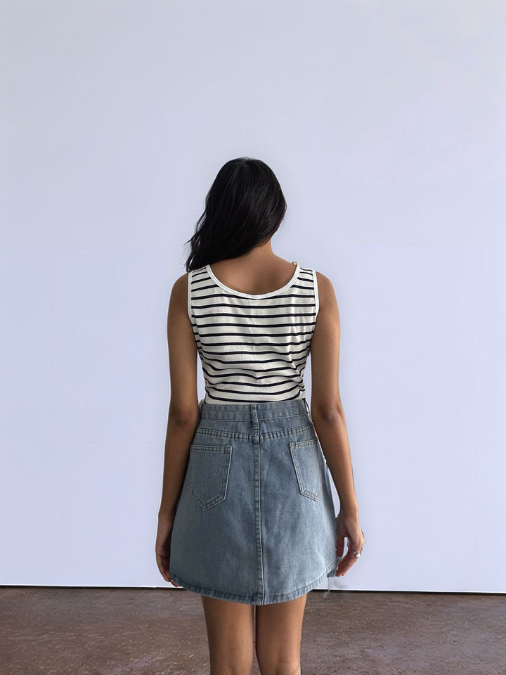 Blue Mini Denim Skirt
