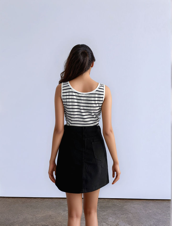 Black Mini Denim Skirt