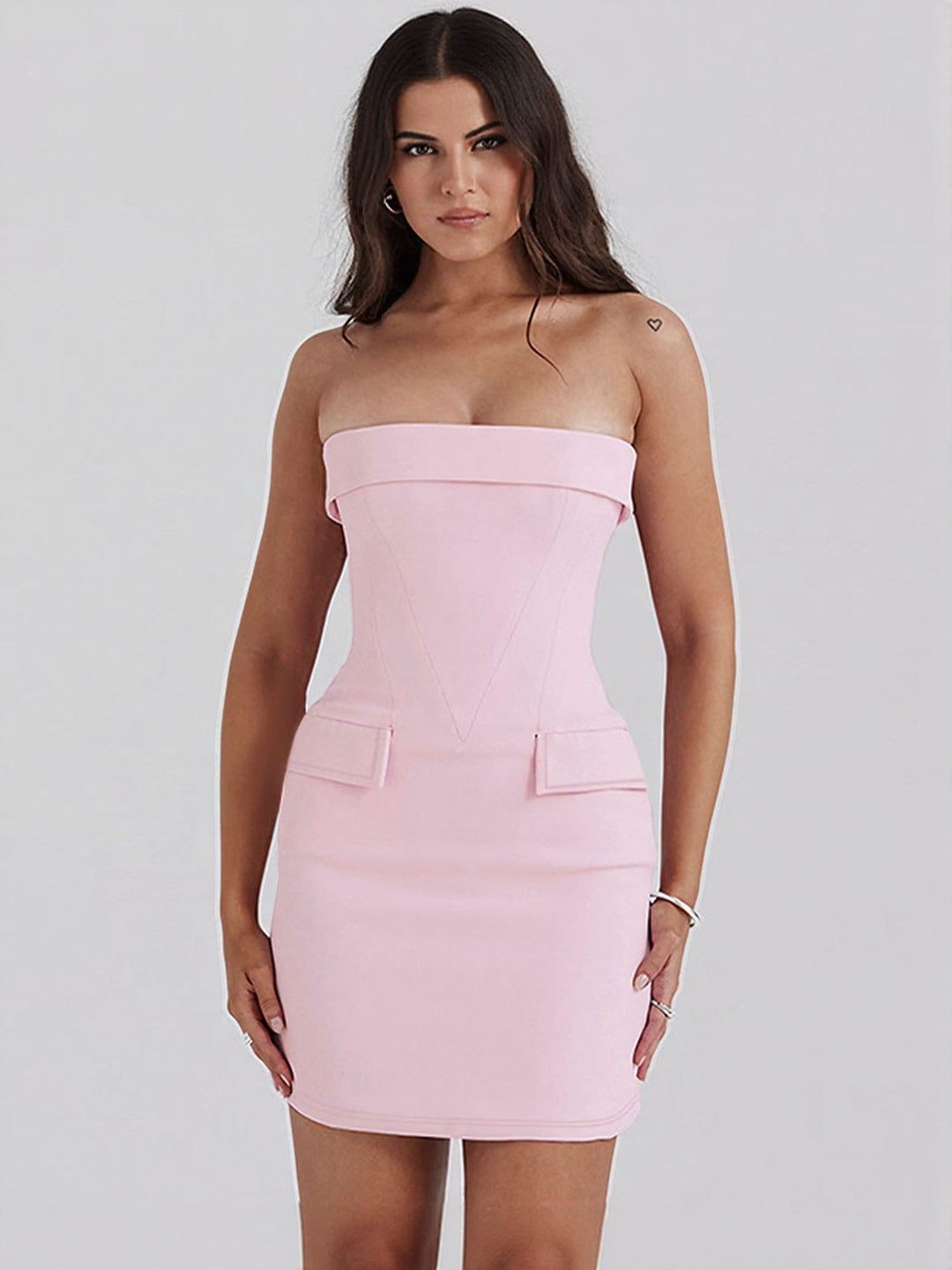 Pink Bodycon Mini Dress With 2 Pockets