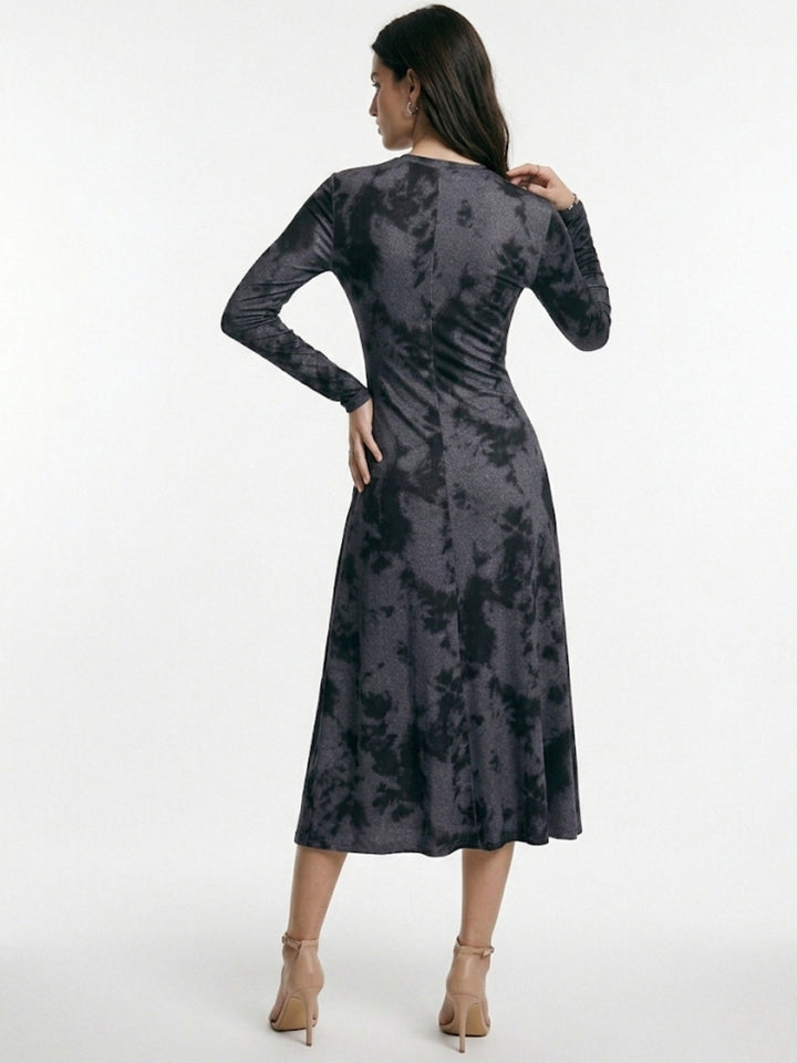 Grey Printed Full Sleeve Dress