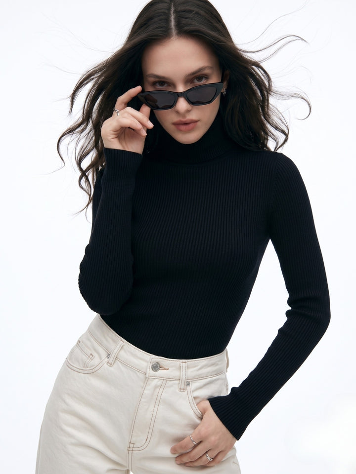 Black Turtle Neck Top
