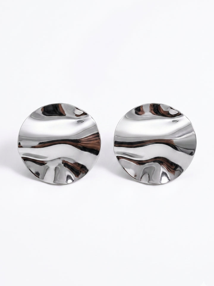 Silver Plain Abstract Earrings