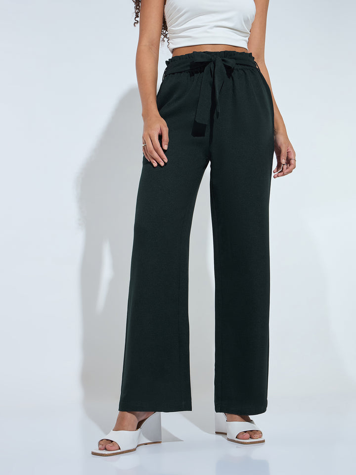 Green Paper Bag Tie Up Pant