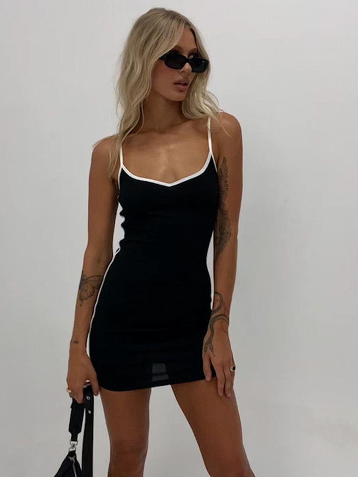Black Spaghetti Strapped Mini Dress
