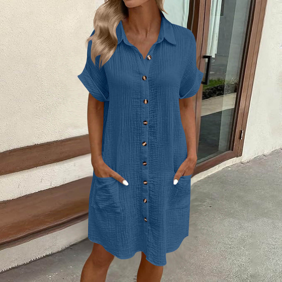 Blue Button Down Shirt Dress