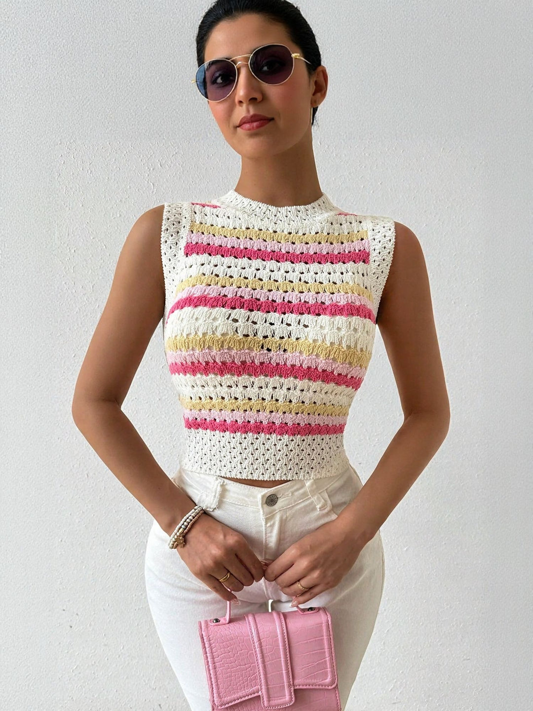 Multi Multi Color Crochet Top