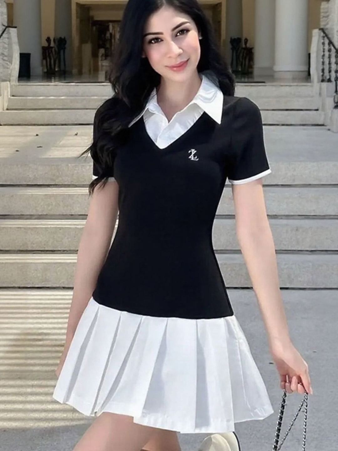 Black Polo Skater Dress