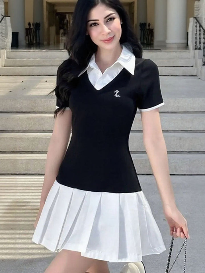 Black Polo Skater Dress