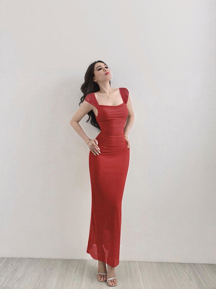 Mesh Dress With Cap Sleeves