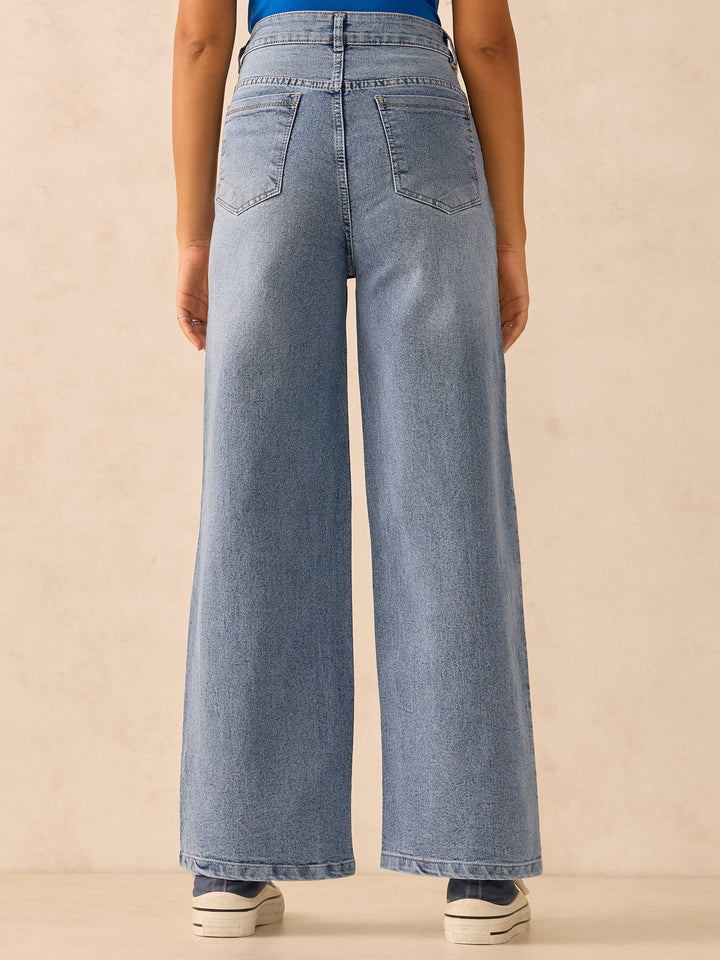 Light Blue Flared High-Rise Jeans