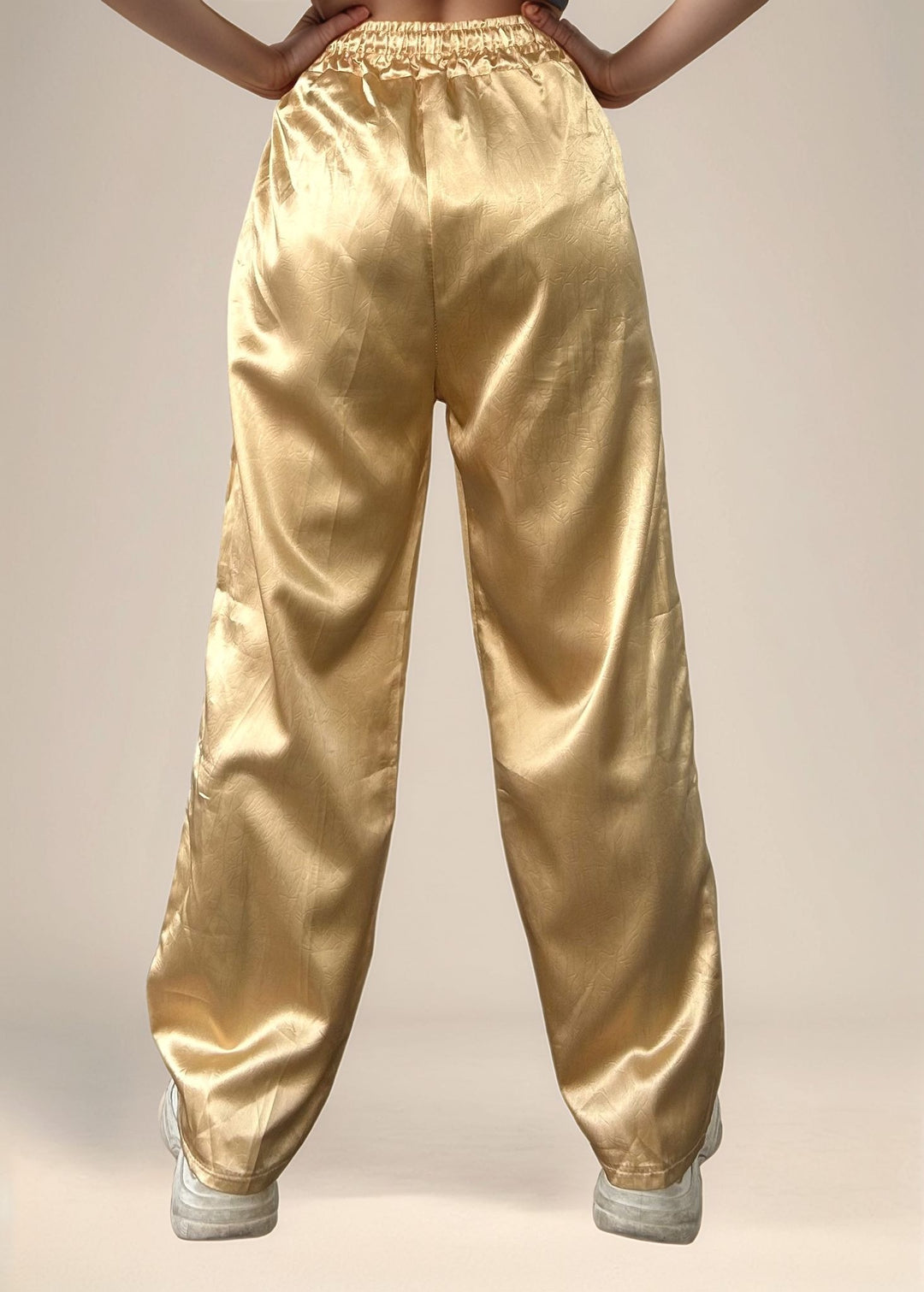 Cream Textured Wide Leg Trouser