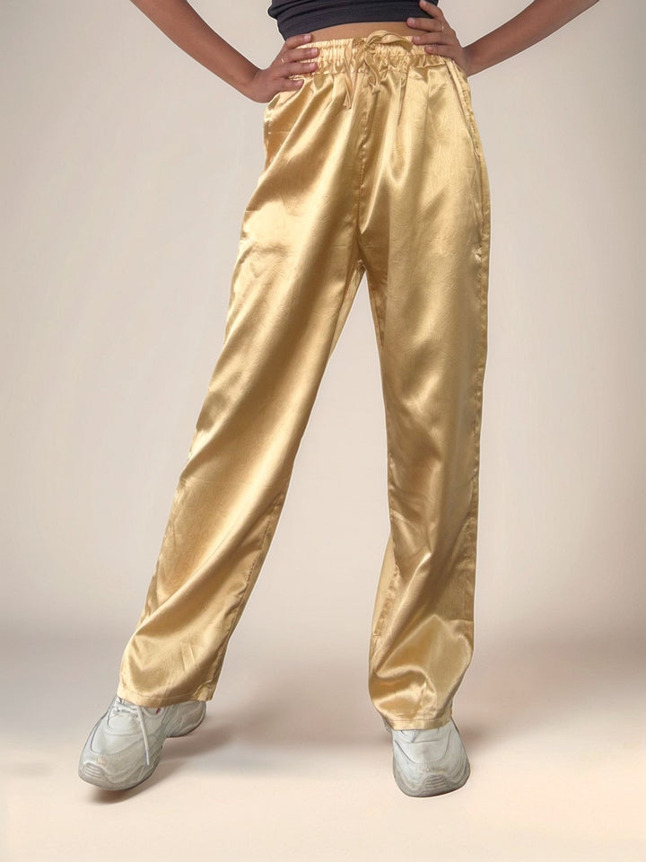 Cream Textured Wide Leg Trouser