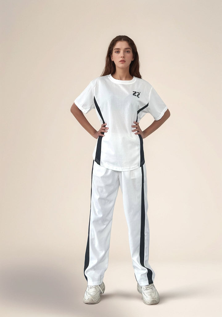 White Relaxed Top And Pant Co-Ord Set