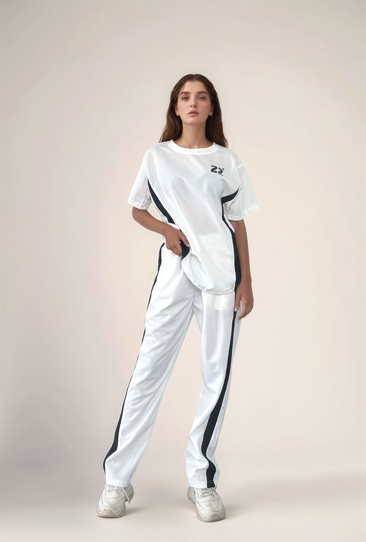 White Relaxed Top And Pant Co-Ord Set