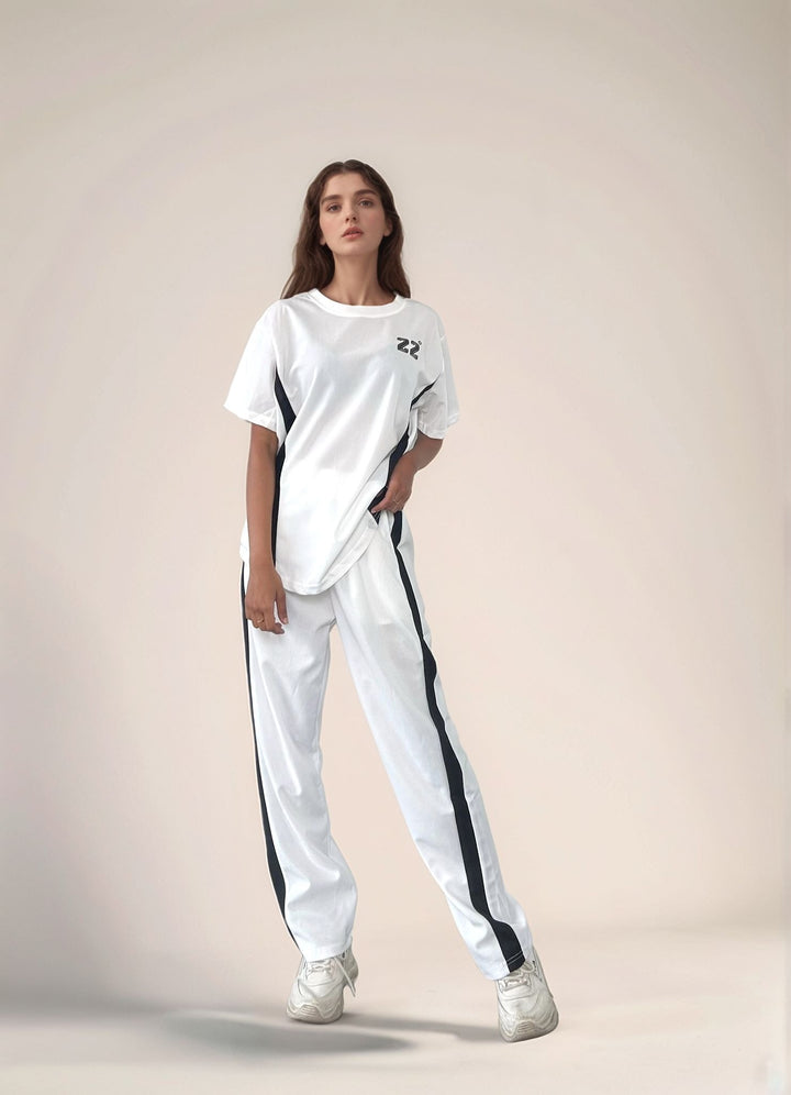 White Relaxed Top And Pant Co-Ord Set