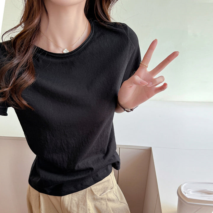 Black Round Neck Relaxed Fit T-Shirt