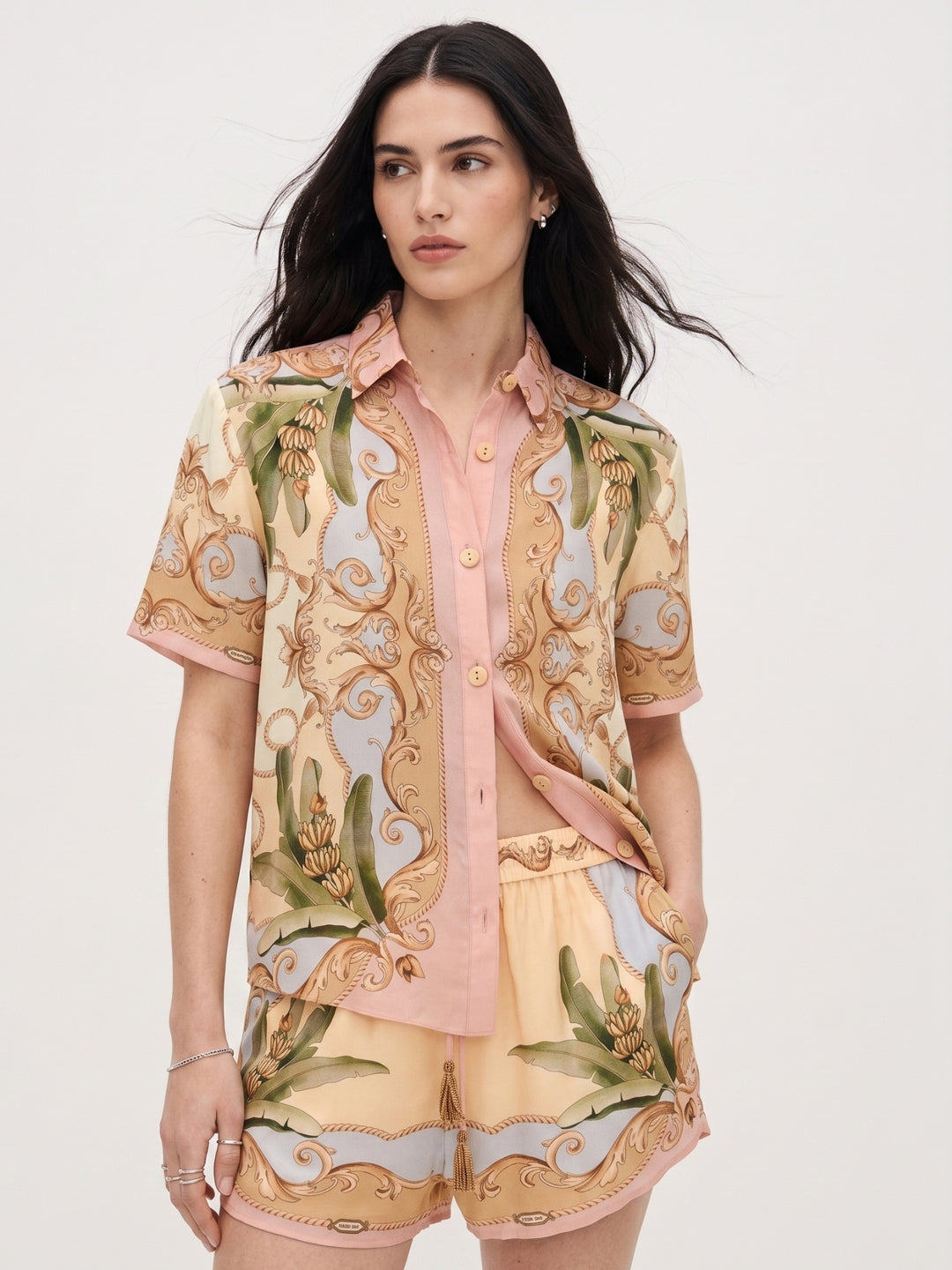 Multi Placement Printed Shirt And Shorts Set