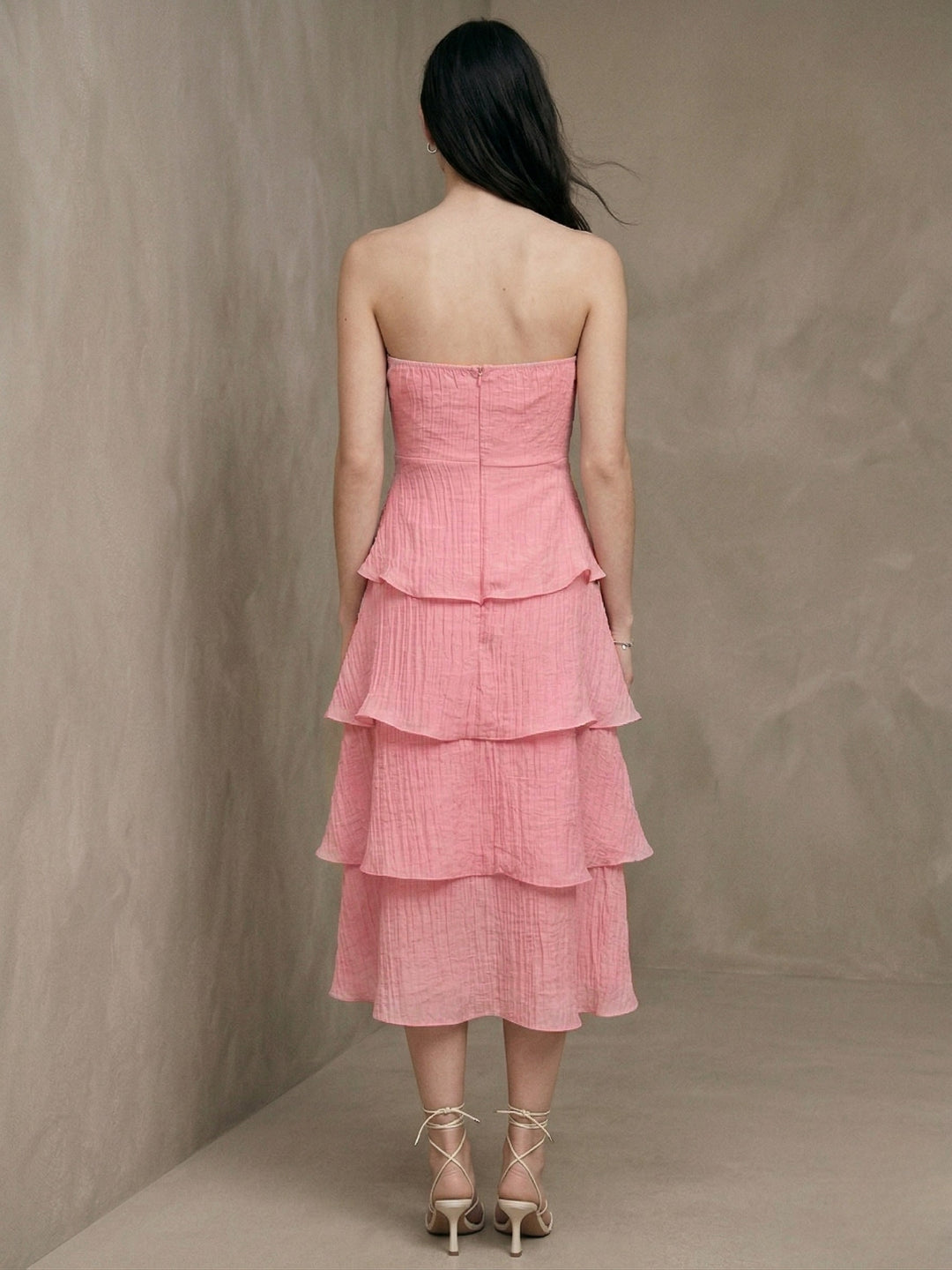 Pink Off Shoulder Tiered Dress