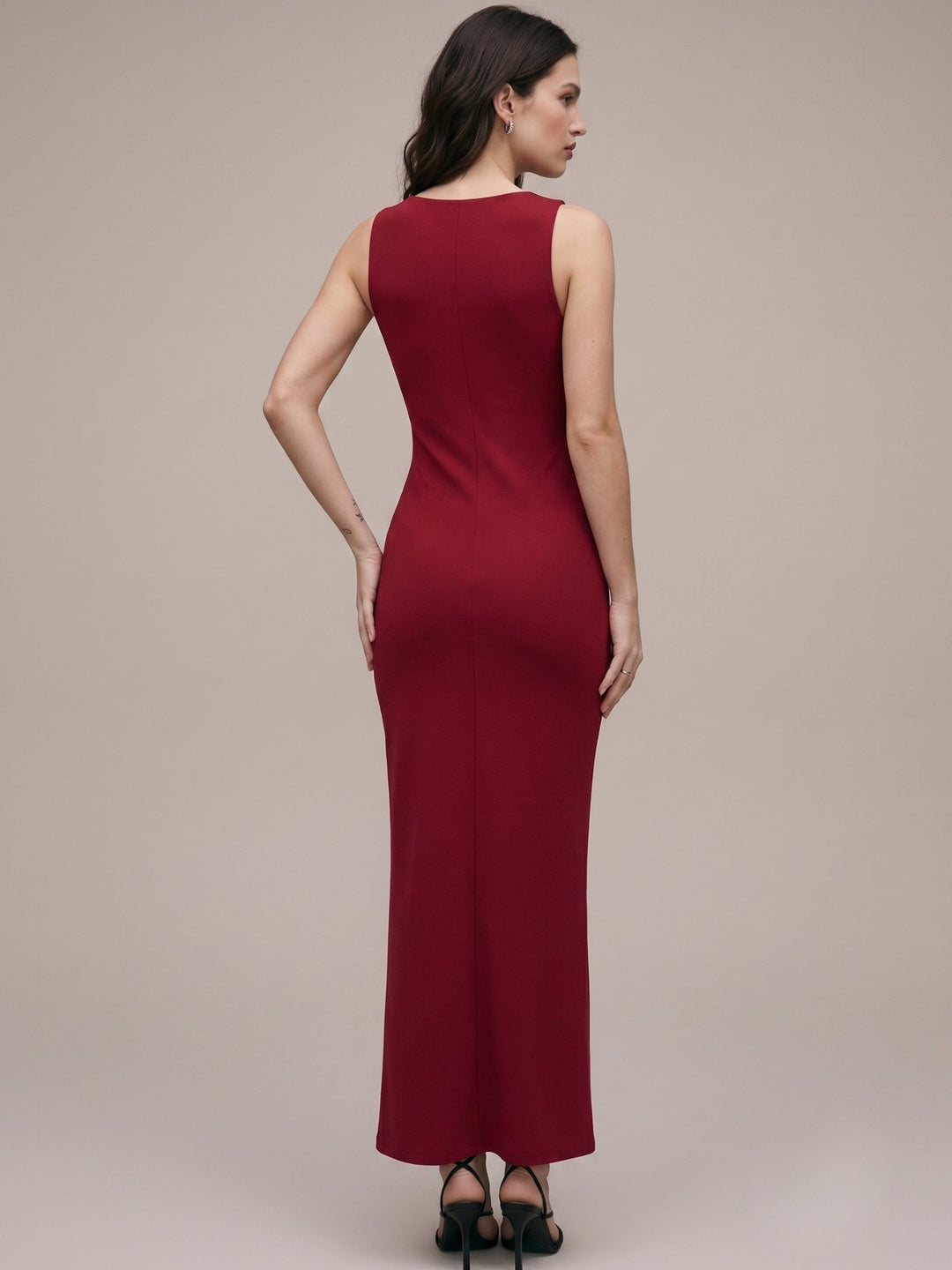 Red Sleeveless Front Twisted Dress