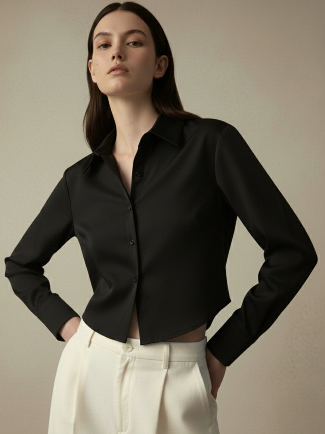 Black Back Tie-Up Collared Shirt