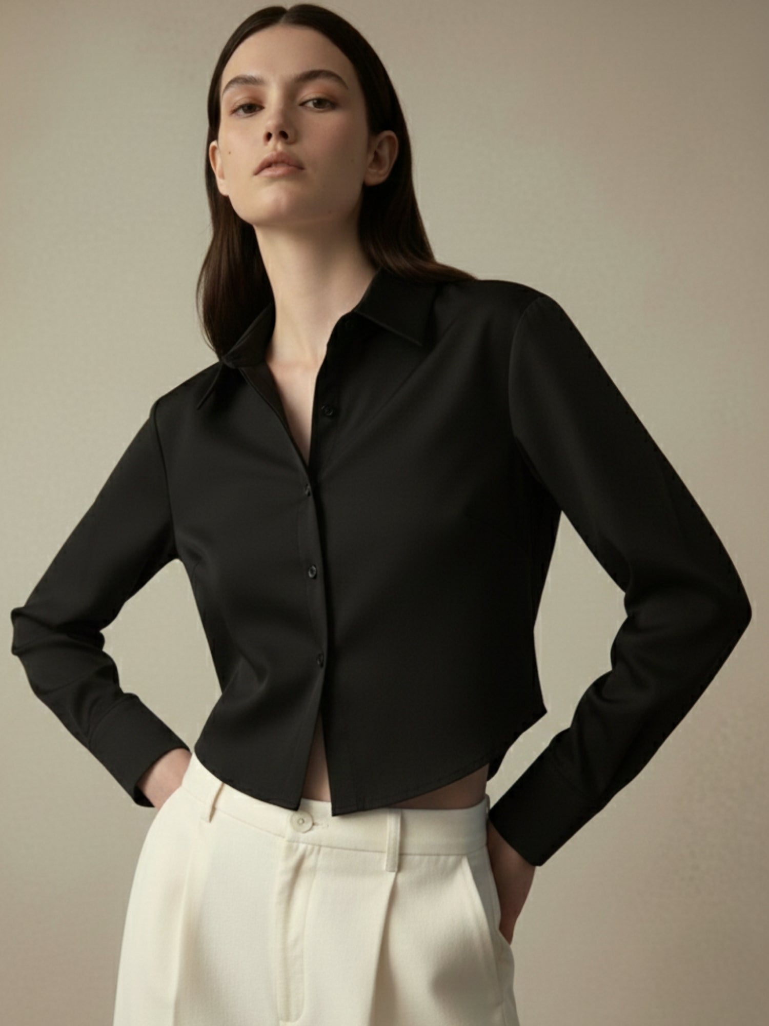 Black Back Tie-Up Collared Shirt