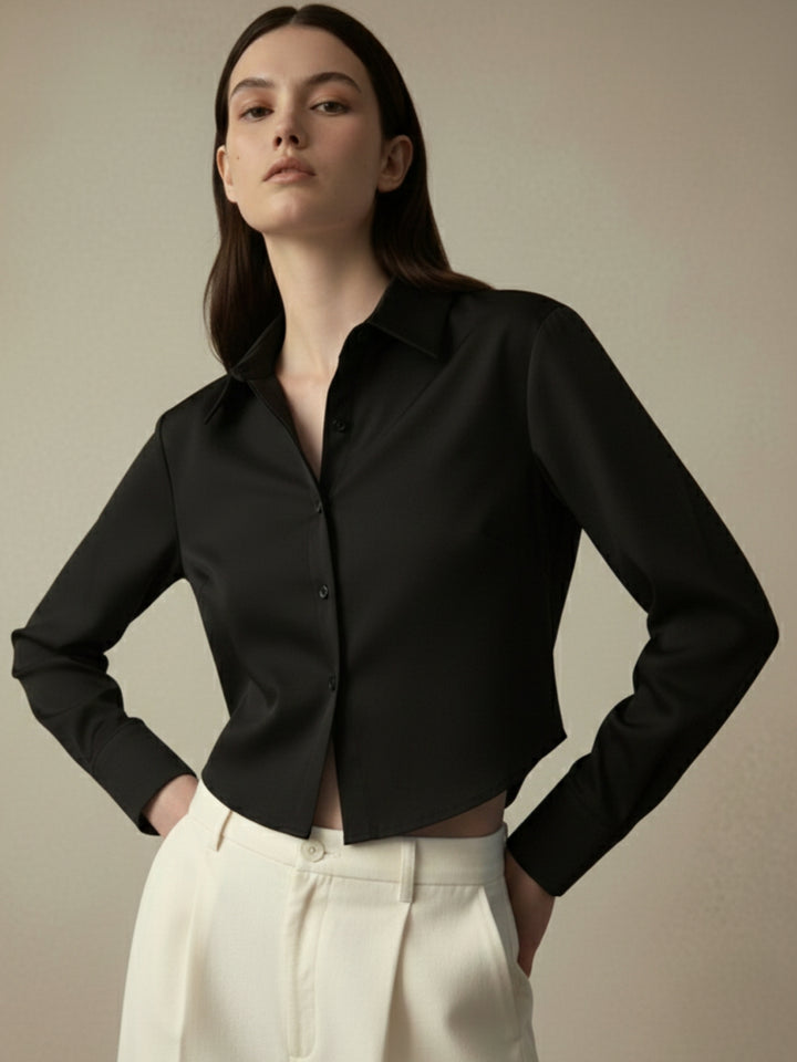 Black Back Tie-Up Collared Shirt