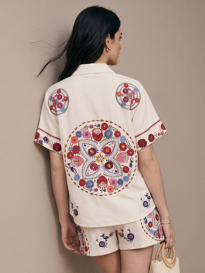 Multi Floral Printed Shirt And Shorts Set