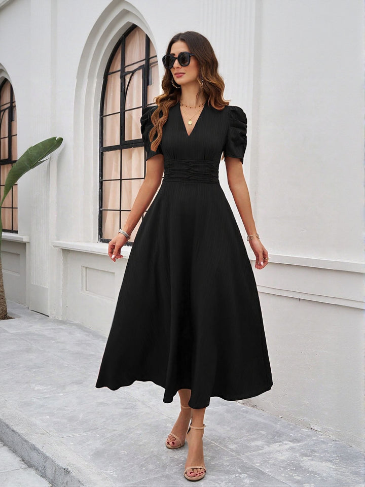 Black Fit And Flare Midi Dress