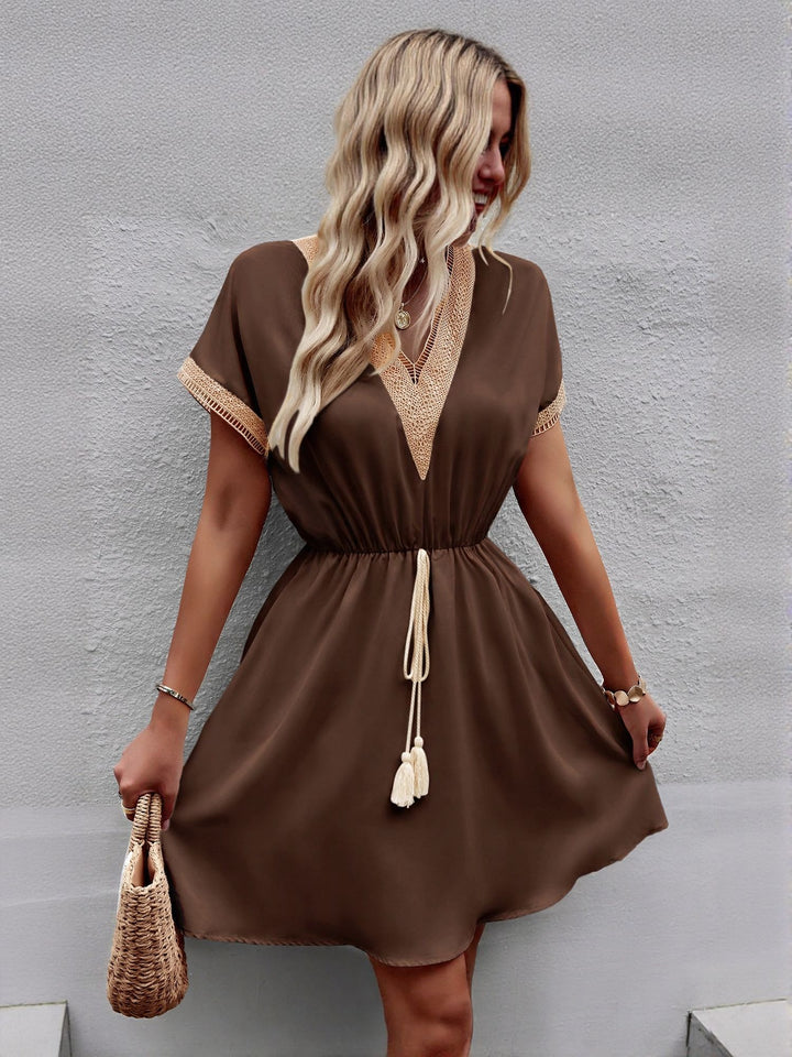 Brown Mini Boho Dress
