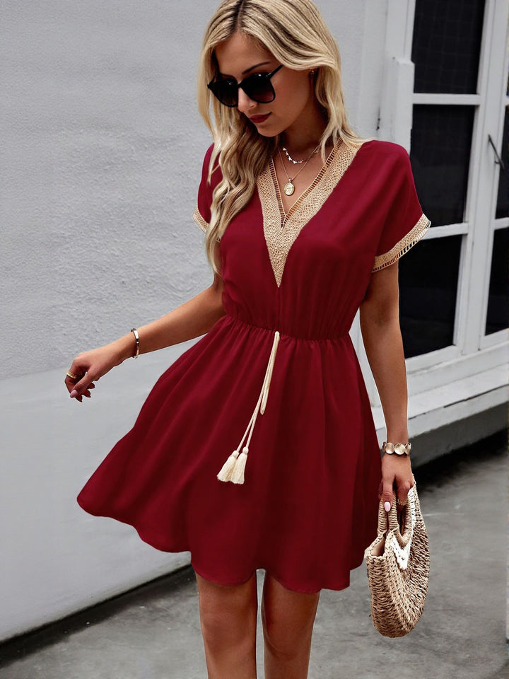 Wine Mini Boho Dress