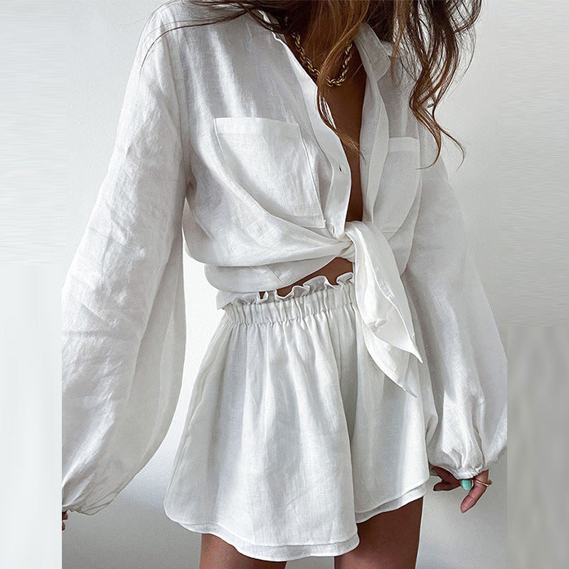 White Shirt & Shorts Co-Ord Set