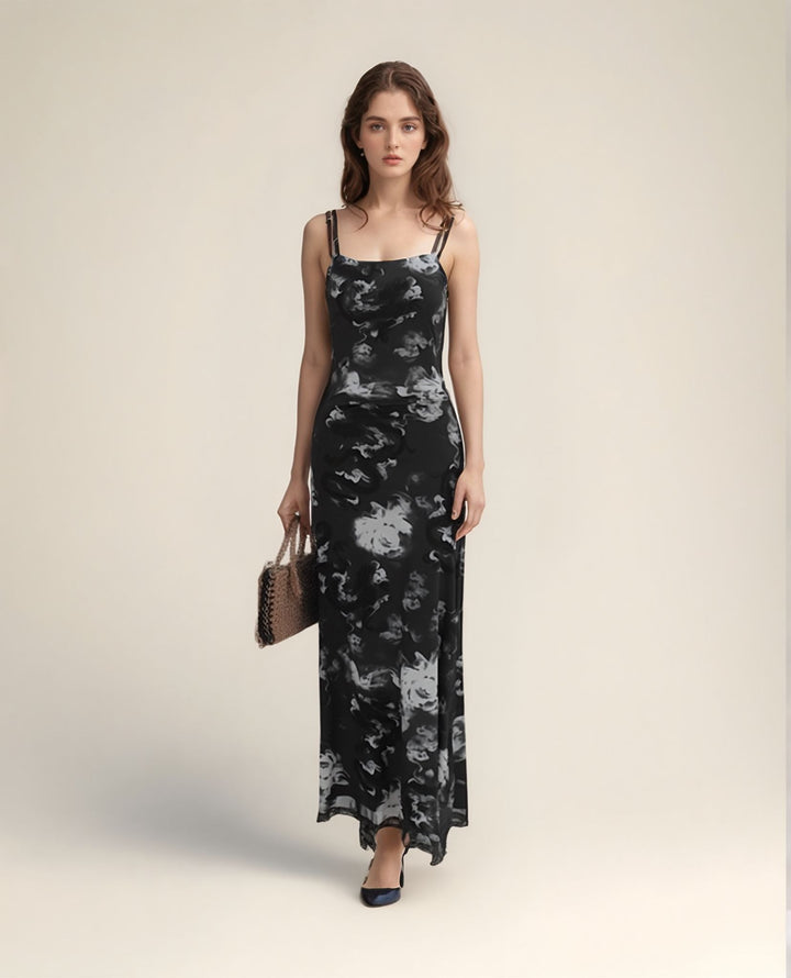 Black Tie And Dye Print Maxi Dress