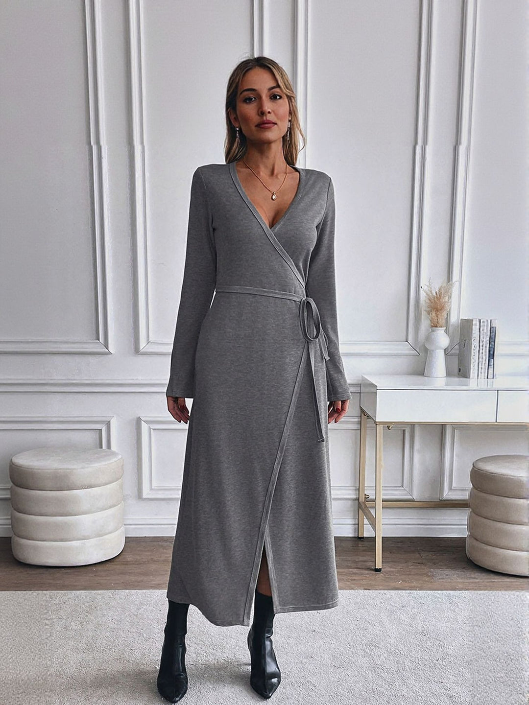 Grey Wrap Dress