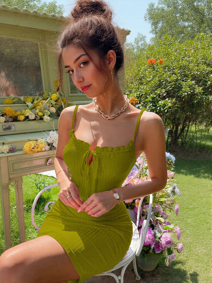 Lime Strappy Fitted Dress