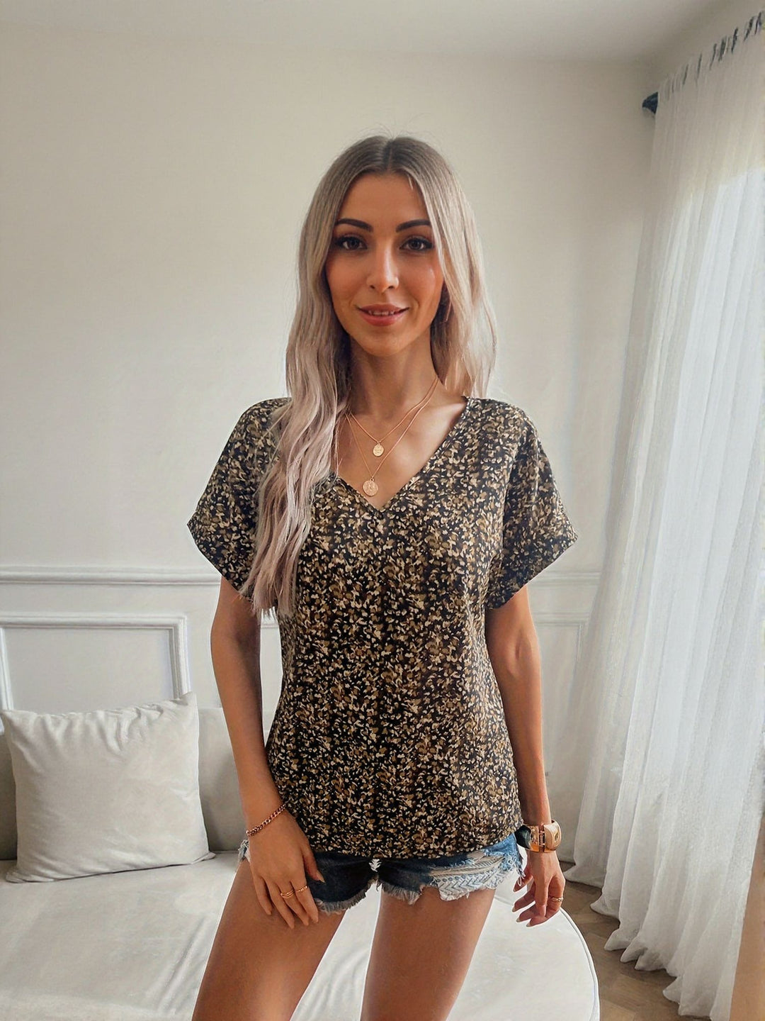 Black Animal Printed Top