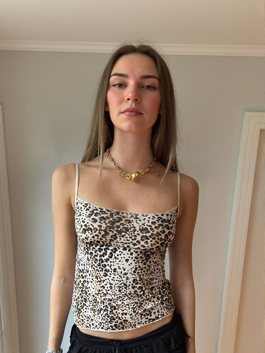 Beige Animal Print Cami Top