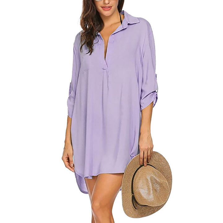 Purple Apple Hem Shirt Dress