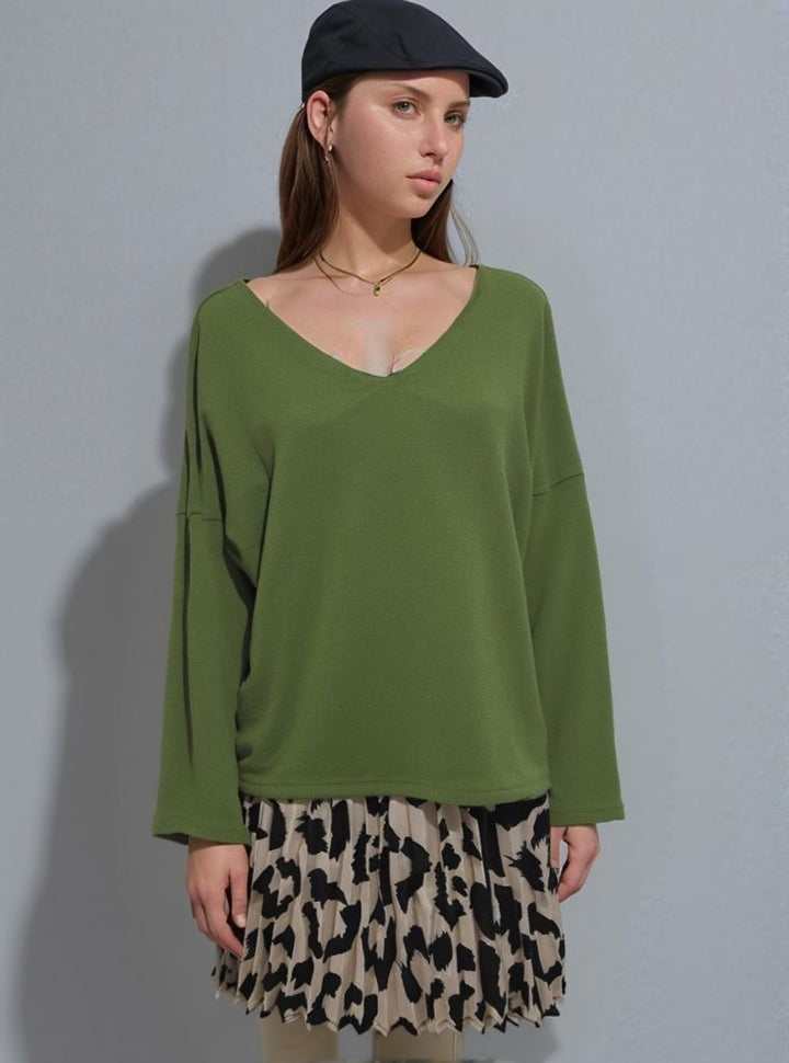 Green Broad Neck Top