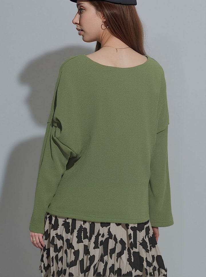 Green Broad Neck Top