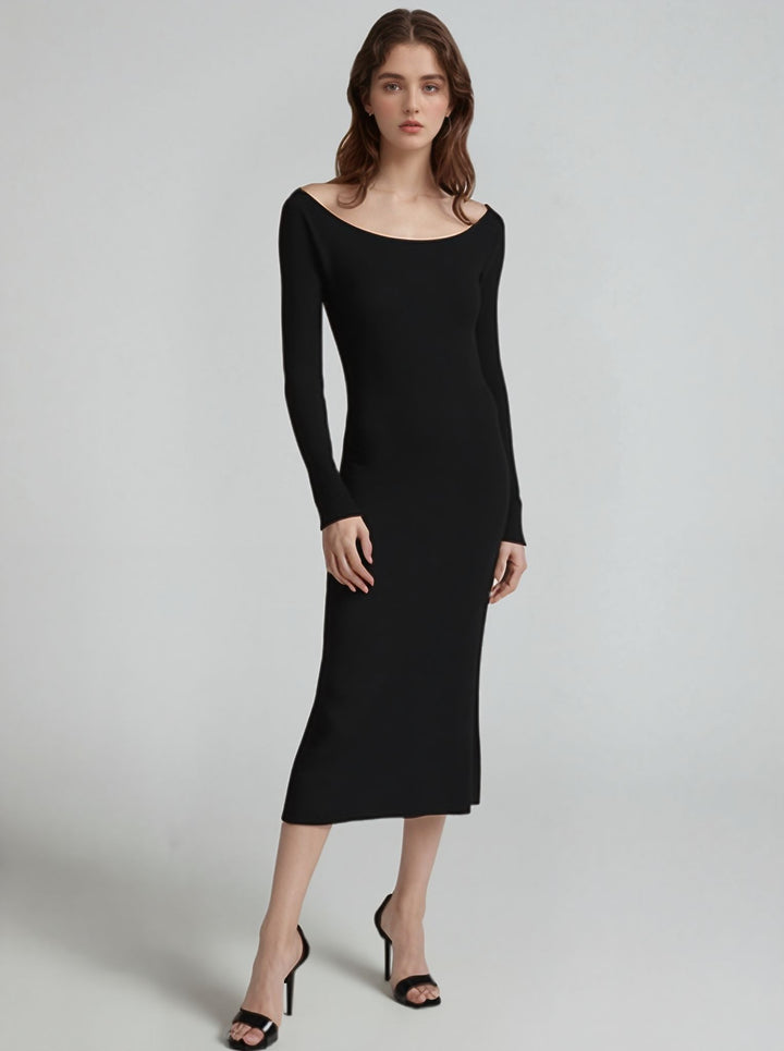 Black Full Sleeve Midi Dress