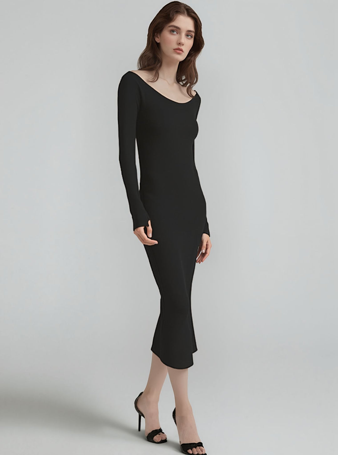 Black Full Sleeve Midi Dress