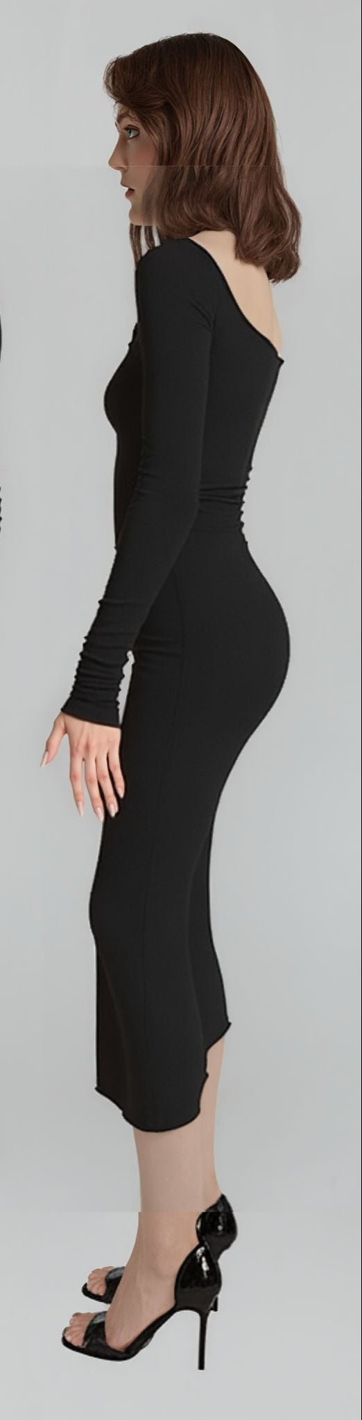 Black Full Sleeve Midi Dress