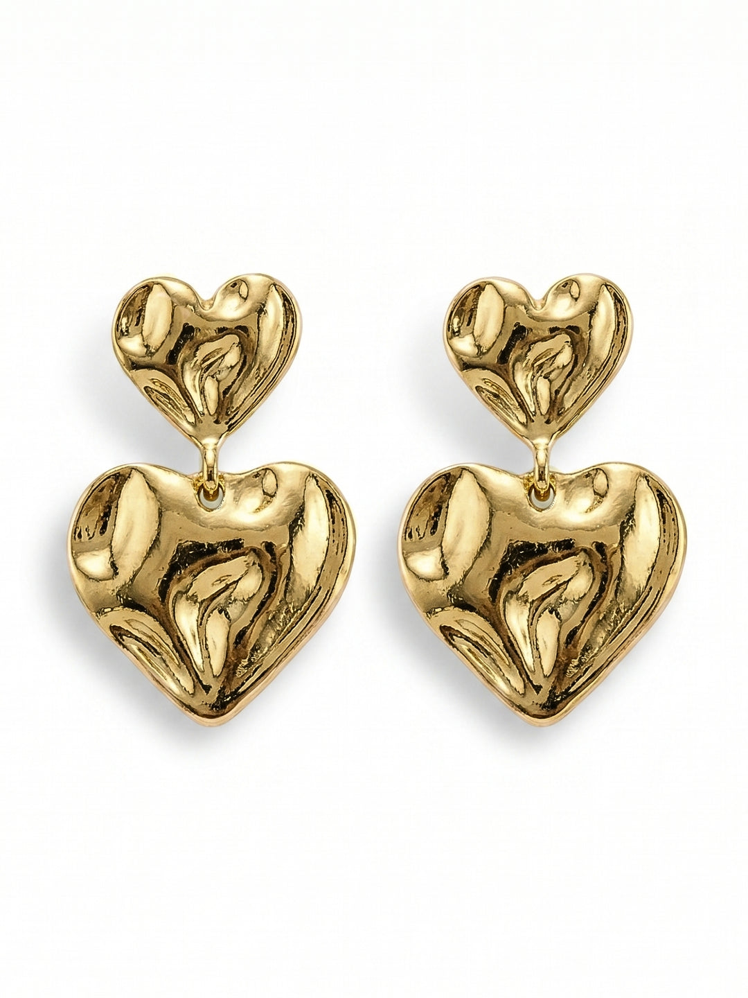 Gold Heart Shape Metal  Earrings
