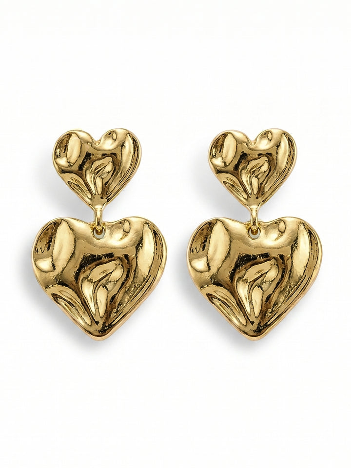 Gold Heart Shape Metal  Earrings