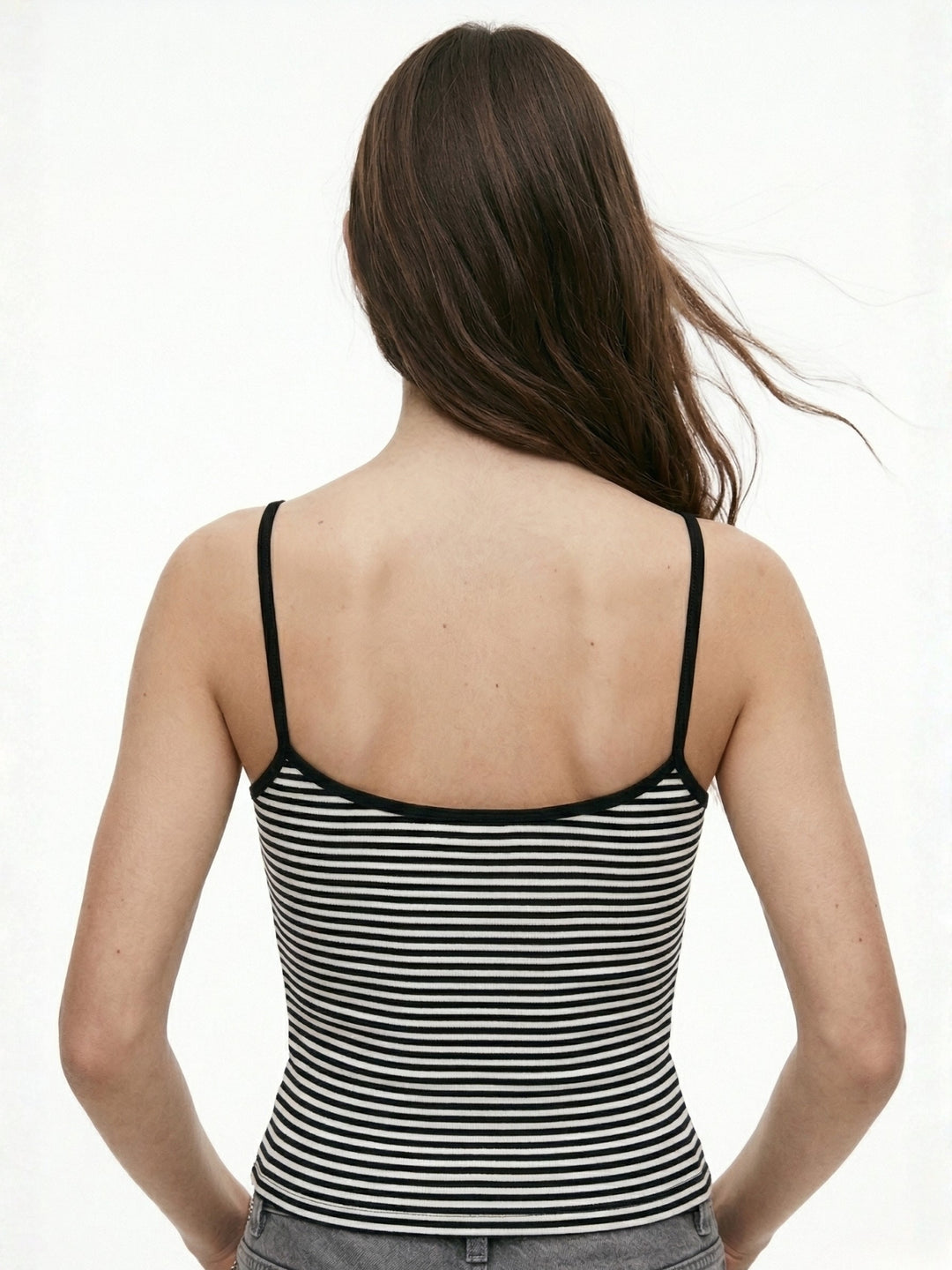 Black Spaghetti Strap Striped Top