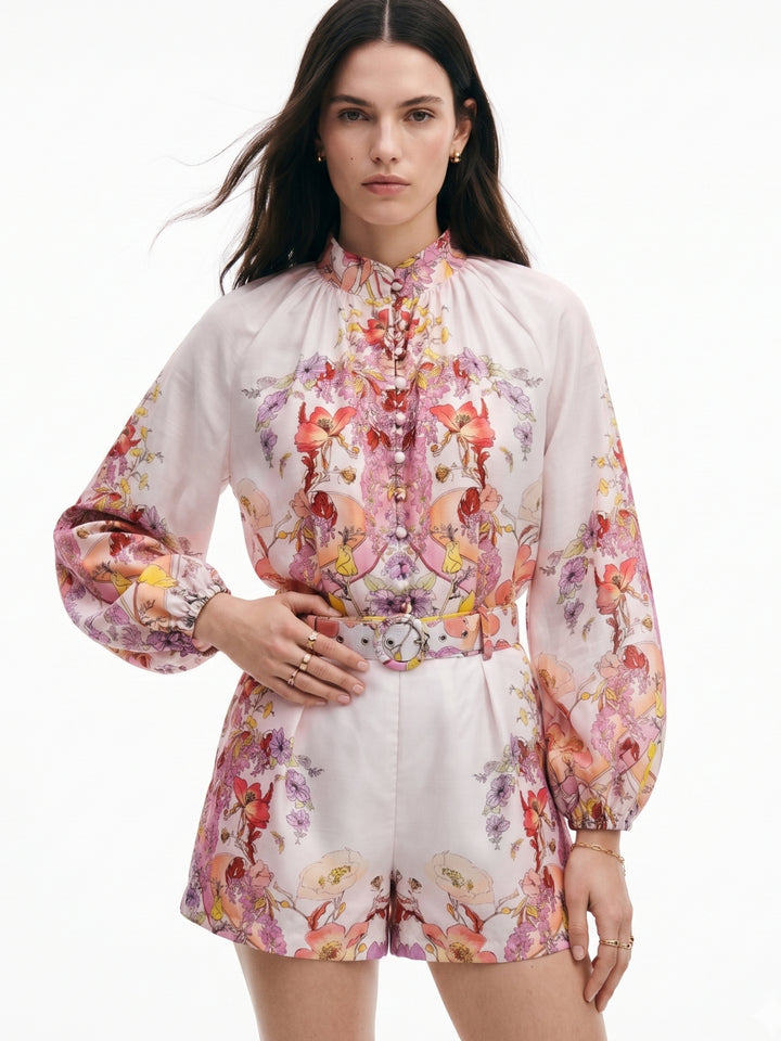 Off White Placement Printed Shirt And Shorts Set