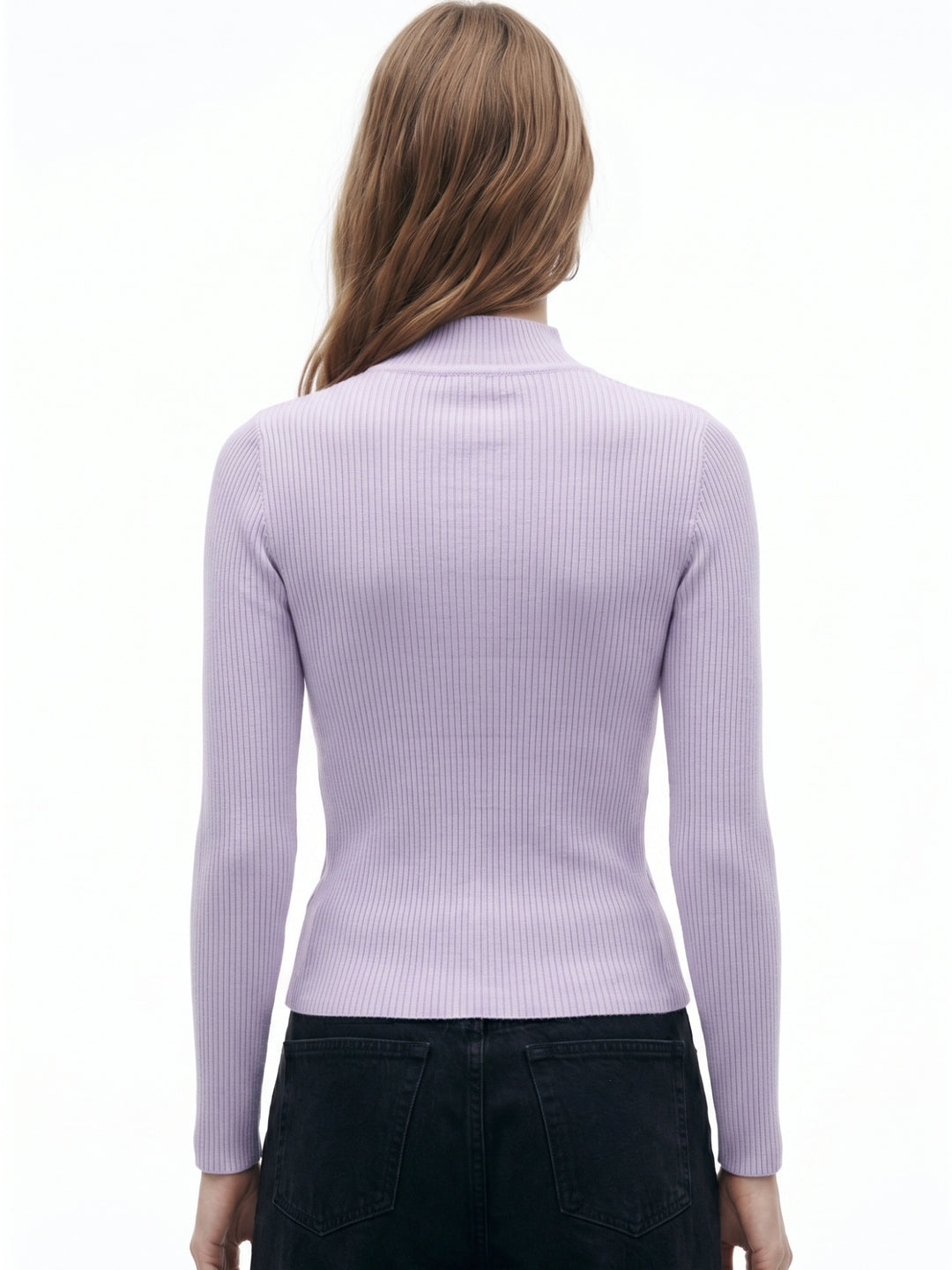 Purple High Neck Flat Knit Top
